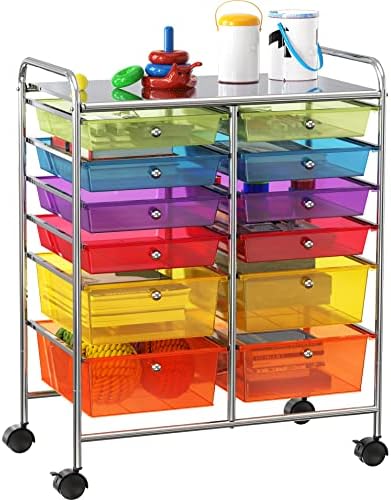 Simple Houseware 12 Drawers Rolling Utility Cart Organizer, Multicolor