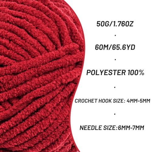 3 Packs Plush Chenille Chunky Crochet Amigurumi Yarn - Baby Yarn for Crocheting Soft - Fluffy Velvet Yarns Knitting for Blankets Crafts 150g / 196.8yds