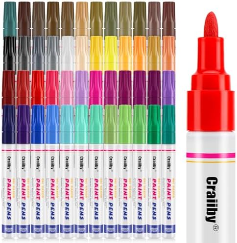 Oil Based Paint Markers, 48 Colors Permanent Paint Pens, Waterproof Quick Dry Paint Marker Set for Rock Painting, Wood, Glass, Metal, Plastic, Canvas, DIY Craft