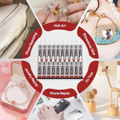 50 PCS 15ml B7000 Rhinestone Glue Clear, Bedazzling Glue for Craft, Jewelry | Multipurpose Fluid High Viscosity Glues for Rhinestone Craft Shoe Jewelry Making DIY Craft Makeup Metal