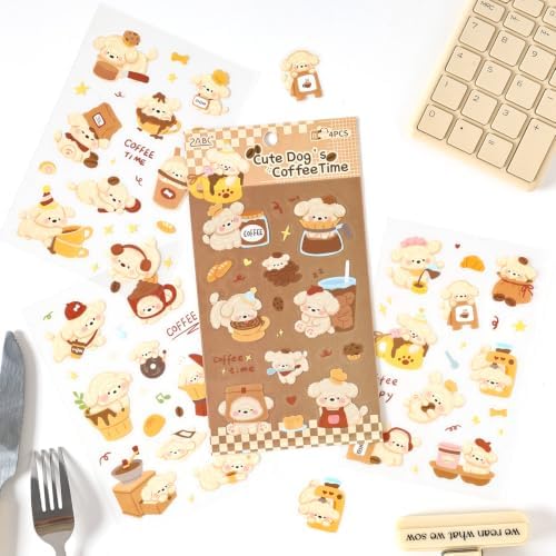 128Pcs Cute Pets for Scrapbooking,Self-Adhesive Transparent Cute Pets Scrapbook Supplies Journaling Supplies for Adult Card Making Letters DIY Water Bottle Cards Decoration