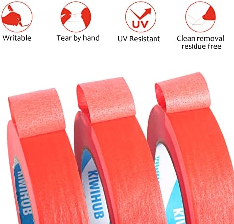 Red Painters Tape,1 in x 60 Yds x 5 Rolls (300 Yards Total)
