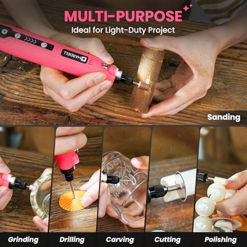 HARDELL Mini Cordless Rotary Tool, 5-Speed 69pcs Kit for Engrave/Sand/Drill | 5000-18000RPM,2000mAh, LED Light, Lownoise, Lightweight, Ergonomic Compact DIY Tool for 3D Printer Polishing, Craft Carving
