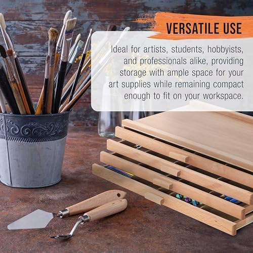 U.S. Art Supply 4-Drawer Artist Tool Supply Box with Storage Drawers