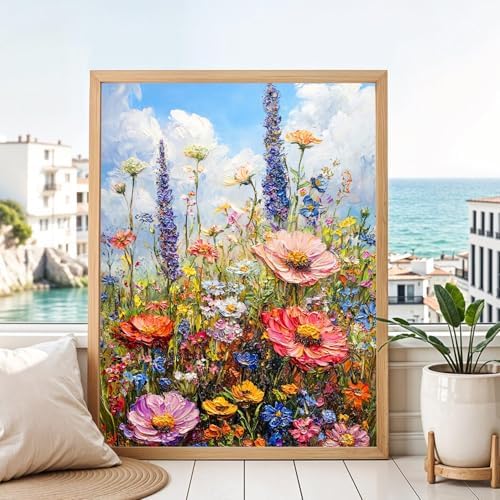 Amaieuin Wild Flowers Paint by Numbers Kits for Adults,Canvas Paint by Numbers for Adults,Flowers Paint by Number Adult for Gifts and Home Wall 20x16in