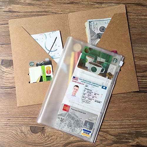 Wanderings Clear Zipper Case and Kraft Card Holder for Refillable Travel Journals - 5.25" x 8.25" (13 x 21cm) - A5 Size