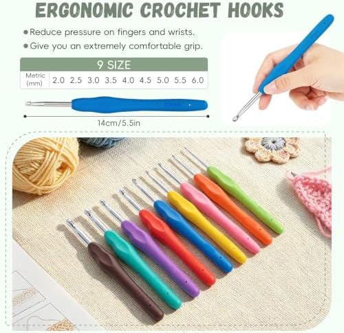 GMAK Crochet Kit for Beginners Adults, All in One Crochet Set Include Yarns