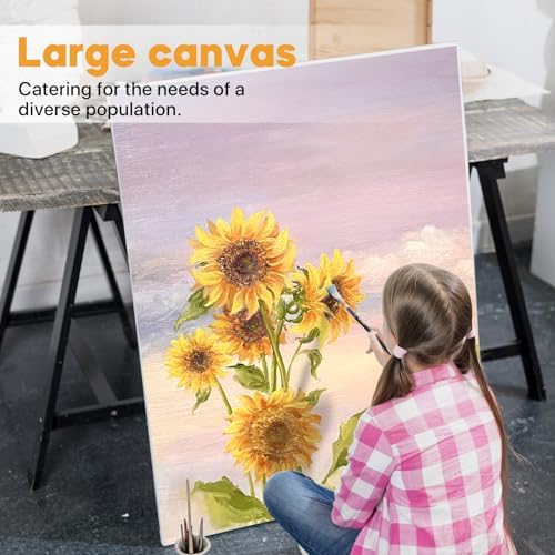 CONDA Large Stretched Canvas for Painting, 30x40 Inch 2 Pack Big Canvas, 100% Cotton, Primed Acid-Free, White Blank Stretched Canvas Boards Art Supplies for Acrylics, Oils Painting