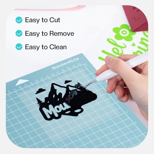 Likcut Cutting Mat for S41 Vinyl Cutter - 8.5" x 12" LightGrip Cutting Mats Compatible with Cricut Joy Xtra, 3 Pack Vinyl Mat for Craft DIY with Precision Grid for DIY Paper, Stickers & Cardstock