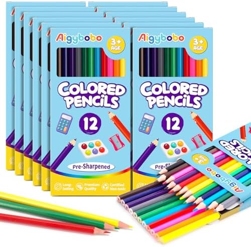 12 Pack Colored Pencils, Color Pencils Bulk for Kids Classroom, 144 Count | 12 Vibrant Colors, Pre-Sharpened, Back to School Supplies, Teachers Must Haves, Classroom Essentials & Prize & Art Supplies