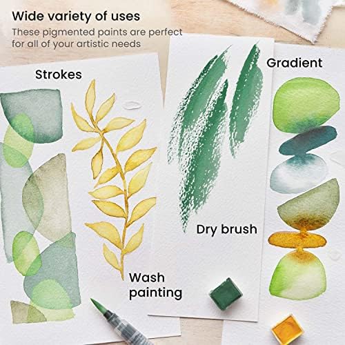 ARTEZA Watercolor Paint Set, 12 Earth Tone Half Pans with Water Brush