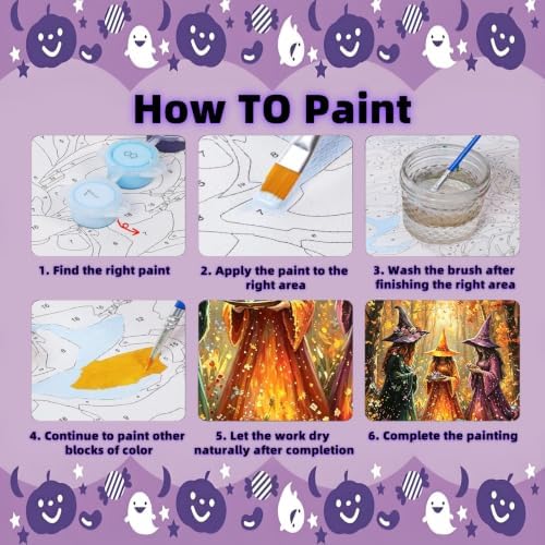 Arttoplus Halloween Paint by Numbers Kit for Adults Beginner 16x20in, Witch