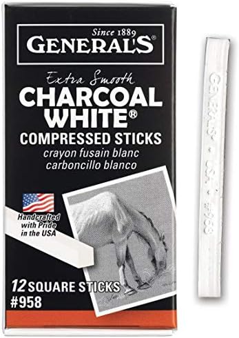 General White Compressed Charcoal Stcks 12/Bx