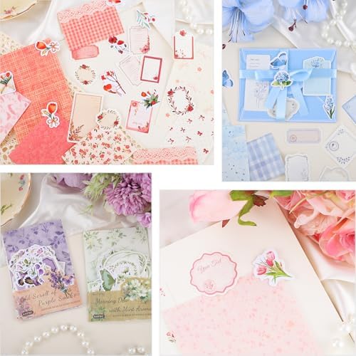 BESARME 480 Pcs Floral Scrapbook Paper and Junk Journal Stickers Set
