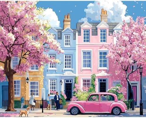 Natuyalo Paint by Numbers for Adults City Life DIY Paint by Numbers Kit, Paint by Numbers for Beginner Adults Home Wall Decor Acrylic Painting 16x20 Inch (Without Frame)