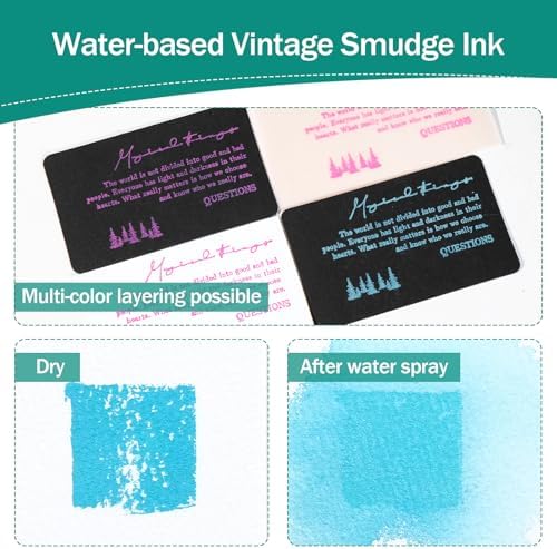 CraftyManor Masked Impression Mini Ink Pads for Stamps, Water Based Smudge Chalk Stamp Pad for Scrapbooking, Journaling, Card Making, DIY Craft Scrapbook Supplies for Adults (24 Colors)