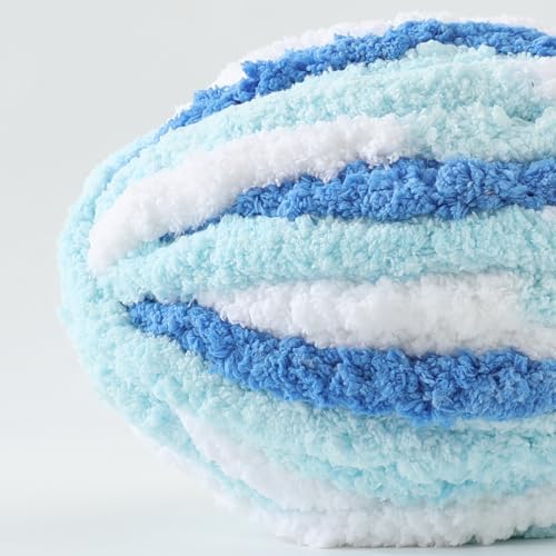 Chunky Yarn for Hand Knitting, No7 Thick Yarn, 250Grams 32Yards, Pack of 4, Perfect for Knitters and Crafters (Fresh Blue)