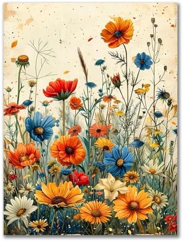 Benjenes Wild Flowers Diamond Art Kits for Adults, Diamond Painting Kits