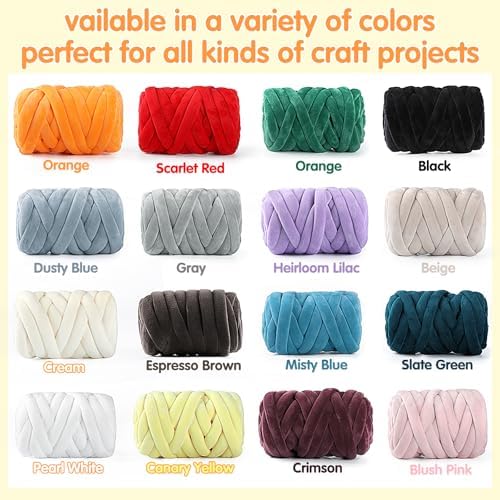 Chunky Yarn for Hand Knitting- Velvet Chenille Tube Yarns- Jumbo Yarns for Blankets, Pet Beds, Machine Washable (0.66 Lb/18.59 Yd), Easy No-Tool Arm Knitting & Crochet Project Yarn (Dark Brown)