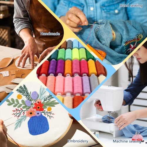 Sewing Machine Hand Thread Kit, 50 Bobbins + 50 Thread Spools