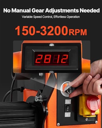 VEVOR 2 HP Wood Lathe, 18 x 40 Inches, 150–3200 RPM Variable Speed, Brushless DC Motor, Cast Iron Body, Tool Rest