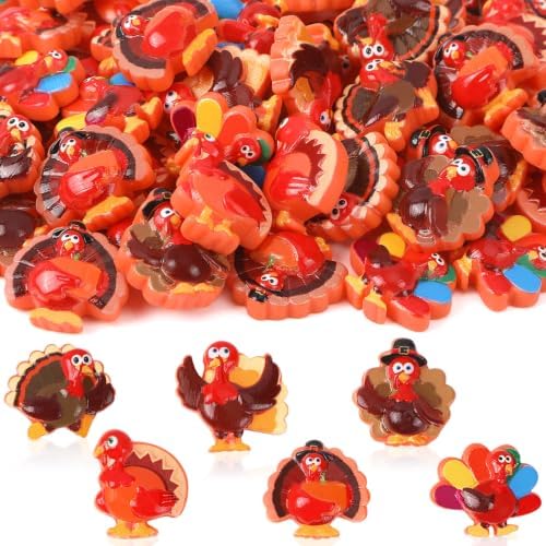 60Pcs Mini Resin Turkeys Thanksgiving Flatback Charms Turkey Craft