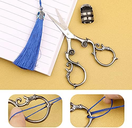 SHWAKK Embroidery Scissors 4.45in Ancient Gray Gourd Flower Sewing Scissors