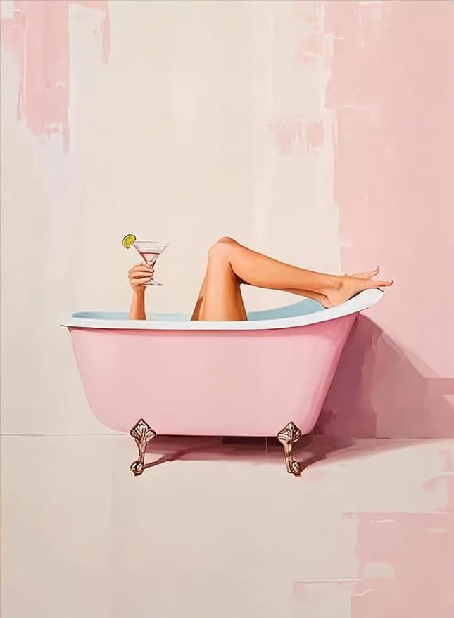 DAZZLEDOTS Diamond Art Kits, Funny Pink Bathroom Diamond Painting