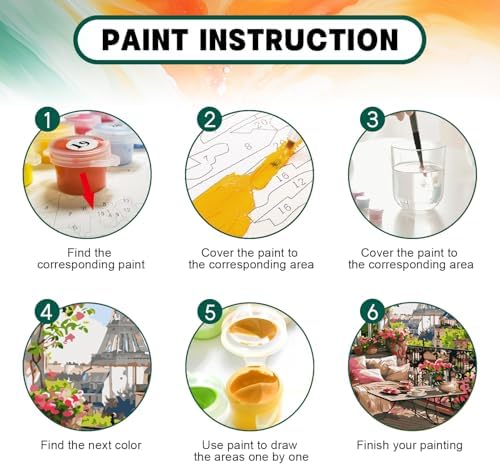 Possoco Paint by Numbers Kit for Adults Beginner, Eiffel Tower Landscape Adult Paint by Number Kits on Canvas, DIY Acrylic Watercolor Oil Paint by Number for Adults for Home Decor Gift 16x20 Inch