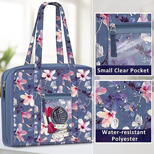 FINPAC Sewing and Craft Supplies Storage Tote Bag with Clear Pockets