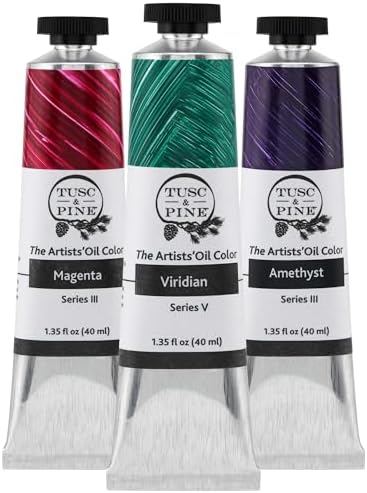 Tusc & Pine Artist Oil Paint - Jewel Tones, Set of 3 40 ml, Non-Yellowing, Rich & Creamy Consistency, Maximum Pigment Load, Small Batch Milled Oil Paints Made in the USA for Professional Artists