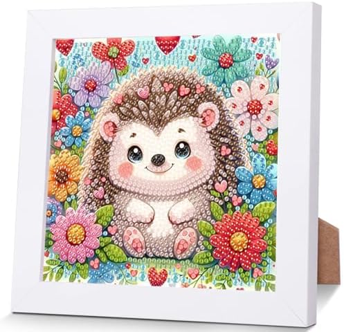 Hedgehog Diamond Art Painting Kits for Kids with Frame Ages 8-12 (7x7 in)