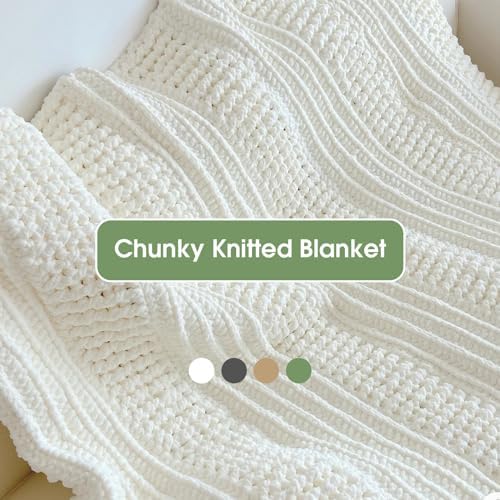 MABOZOO Assorted Chunky Yarn for Hand Knitting 8 Pack, Fluffy Jumbo Chenille Yarn, Soft Plush Yarn Bulky, Giant Thick Fuzzy Yarn for Arm Knitting, Cream & Khaki&Sage&Grey(31.7 yds,8 oz Each Skein)