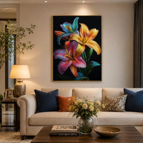 DOTSTART Flower Diamond Art Kits for Adults, Full Drill Round Gem Painting
