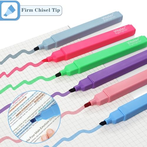 Vitoler Highlighters Assorted Color,Bright Color Dry Fast,Chisel Tip,8Pcs | long lasting ,Aesthetic,high quality for bible study,books,journal,writing,school office