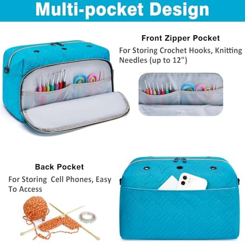 IBFUN Crochet Yarn Knitting Bag Organizer for Knit Accessories Hooks