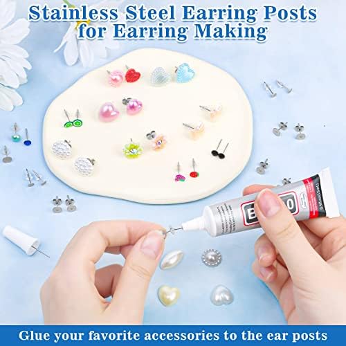 Evatage 1002Pcs DIY Earring Supplies, Stud Earring Making Kit, Silver