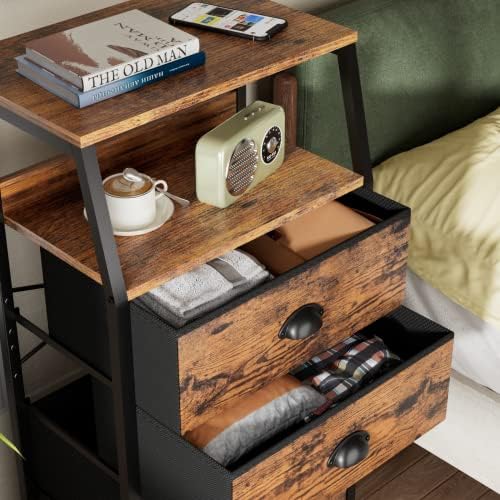 Furnulem Dresser for Bedroom, 5 Drawers Tall Nightstand, Chest of Drawers