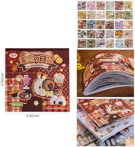 Girl's Japanese Retro Sticker Book, 700+ Kawaii Old Showa Style Embroidered Stickers, Cute Food Theme for DIY Scrapbooking Journaling Handbook Decoration