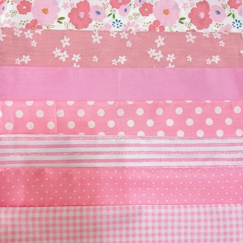 Cotton Fabric DIY Making Supplies Quilting Patchwork Fabric Fat Quarter Bundles DIY for Quilting Cotton Patchwork Cushions (Mix Pink Flowers, 20" x 20")