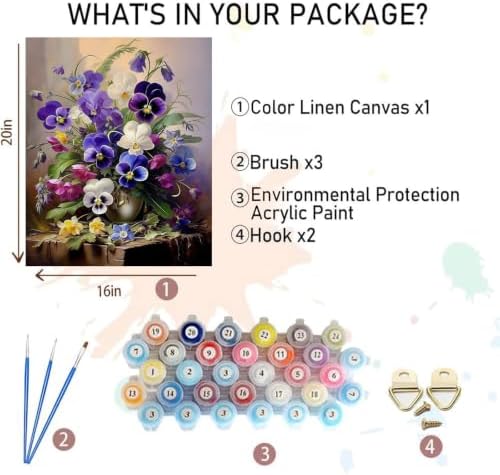 Paint by Numbers for Adults Flowers - Flower Paint by Number on Canvas