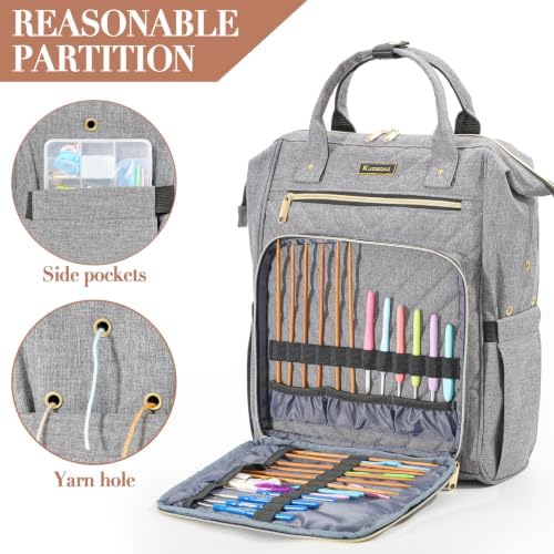 Kuosdaz Knitting Bag Backpack, Yarn Organizer, Quilted Backpack for Women