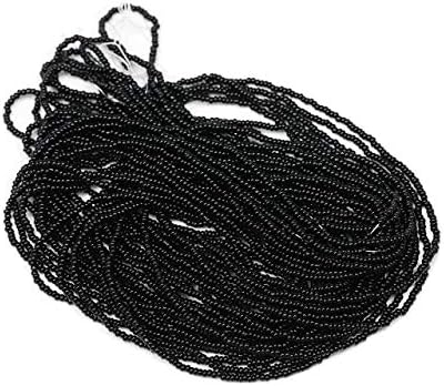 11/0 Seed Beads Hank (1 Hank 3 Meters) Total 3 String Hanks About 6000pcs, 9 Meters String 2.2mm Black Seed Beads Strand Hanks (Black)