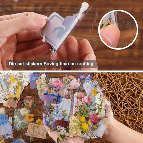 Dizdkizd 180 Pieces Transparent Flower Scrapbook Stickers
