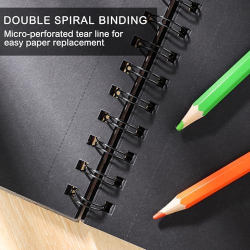 9 × 12 in Black Paper Sketchbook, 50 Sheets Acid- Free Black Sketchbook