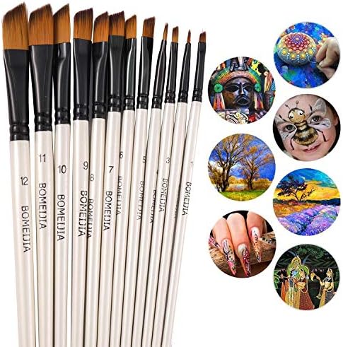 GETHPEN Angular Paint Brushes Set, Angled Paint Brush for Acrylic, 12PCS