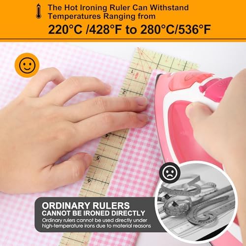 Hot Hem Ruler, 10x2.5inch Rectangular Ironing Ruler, Heat Resistant, Non-Slip, Sewing Tools for Quilting, Patchwork, DIY Craft Supplies