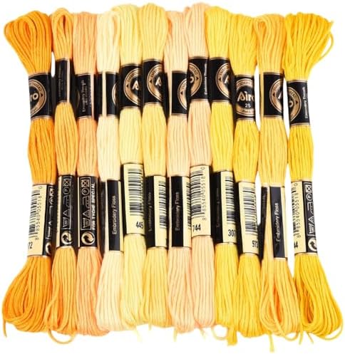 12 Skeins 6 Strands Yellow Embroidery Thread for Hand Sewing