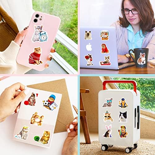 Cat Stickers for Kids Teens Girls Adults, 100 Pcs Cute Cat Stickers, Vinyl Waterproof Animal Sticker for Water Bottle, Laptop, Luggage, Phone, Skateboard