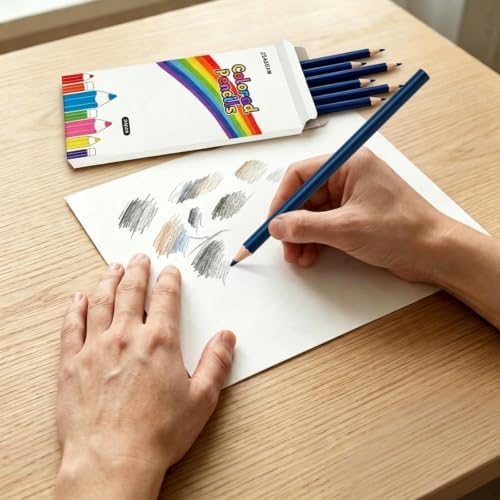 24 PCS Dark Blue Colored Pencils, Pre-sharpened Professional Wooden Art Pencils Set for Artists Painting | Premium Drawing Sketching Supplies